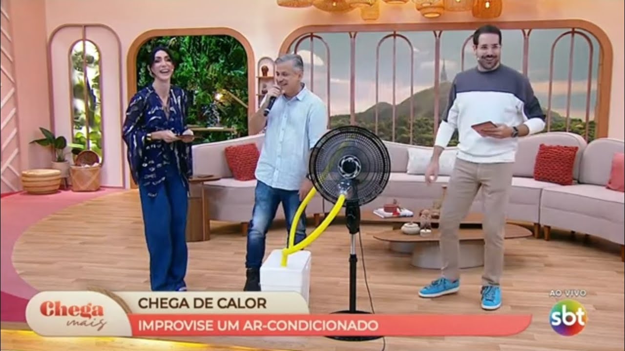 Minha participação no programa Chega Mais SBT: Quadro ví, gostei e testei (Ar-condicionado caseiro)