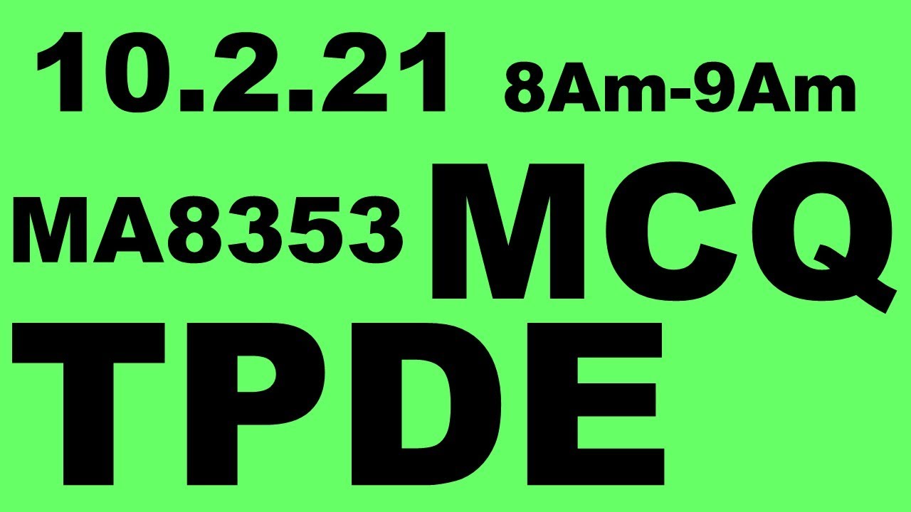 TPDE mcq  | MA8353 MCQ QUESTIONS | M3 MCQ | tpde mcq questions and answers | CHORME TECH