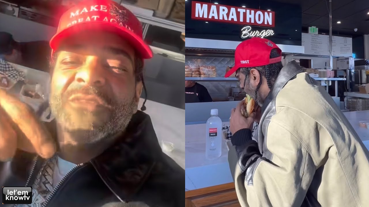 Jim Jones Tries Nipsey Hussle's Marathon Burger For The First Time & He Put His Own Dish On The Menu