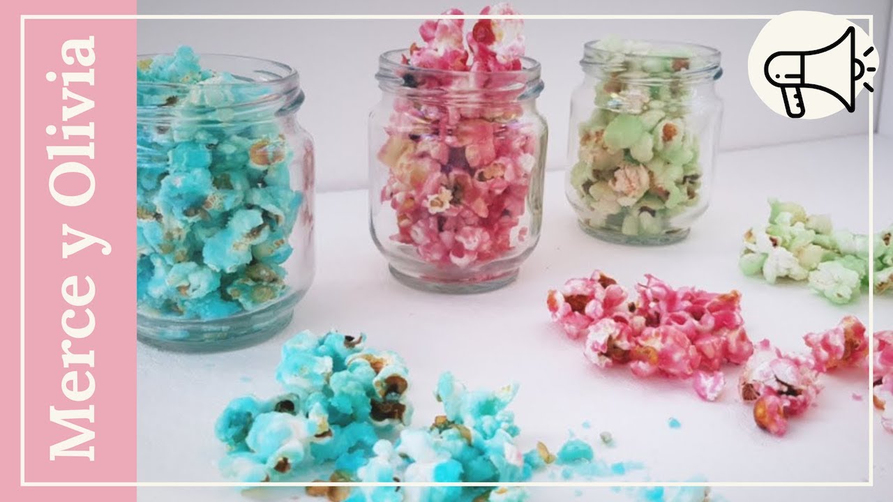 PALOMITAS de maíz DULCES de COLORES caseras *Receta MUY FÁCIL y RÁPIDA* [Palomitas ACARAMELADAS]