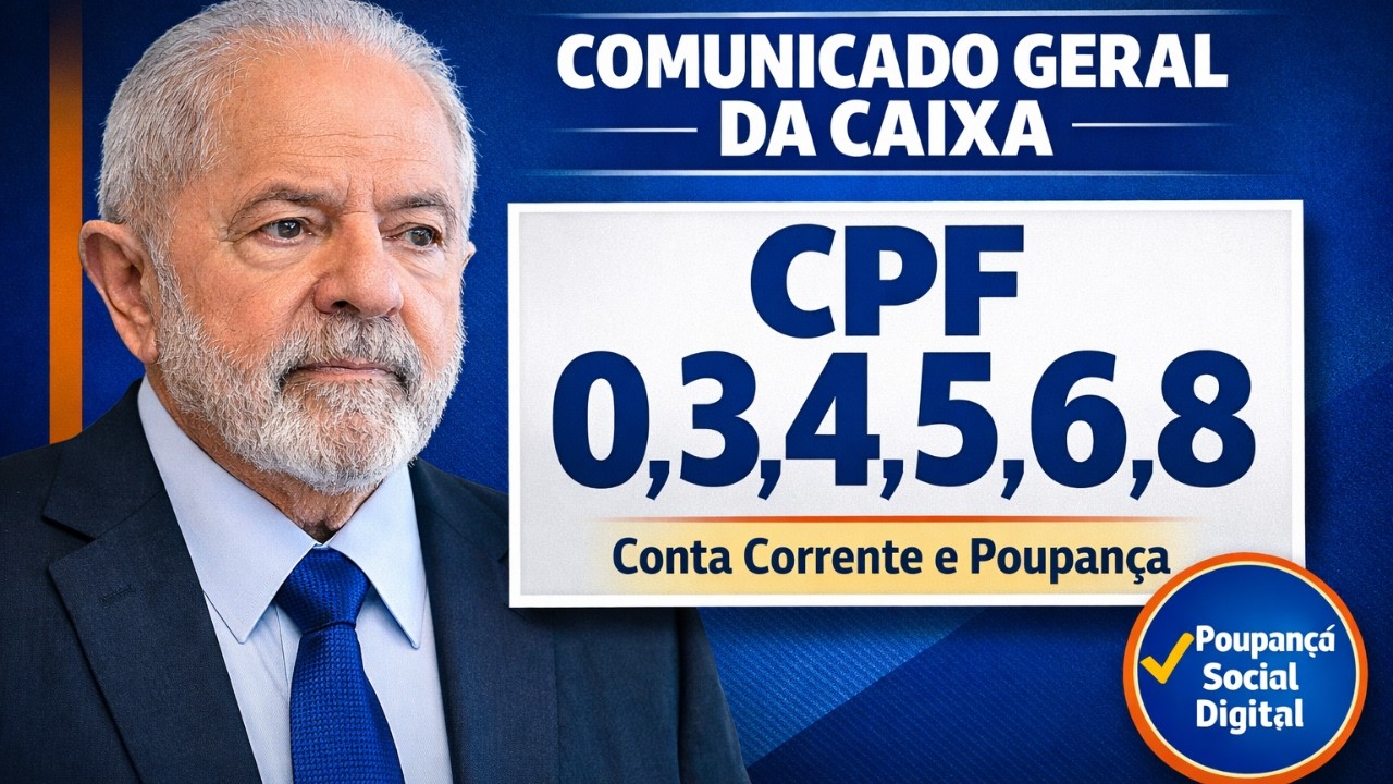 Caixa Econômica emite comunicado urgente para clientes com CPF final 0,1, 3,4,5,6 e 8