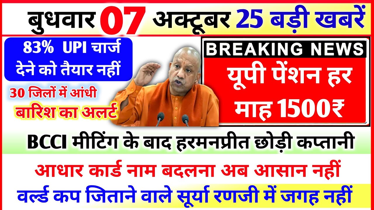07 October 2026 UP News Uttar Pradesh Ki Taja Khabar Mukhya Samachar Yogi samachar Clean News UP