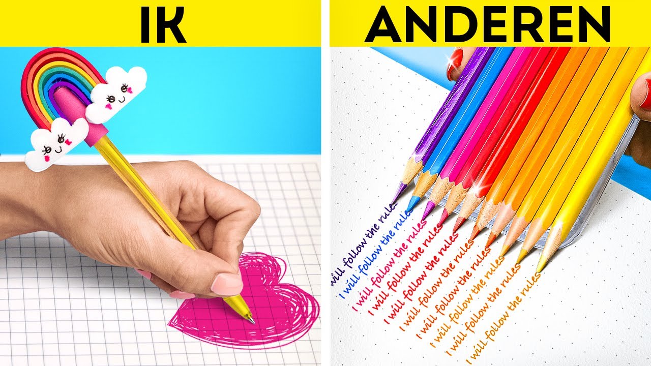 GEKSTE SCHOOLHACKS OM POPULAIR TE WORDEN || Geniale DIY-school en creatieve meisjestrucs van 123 GO!