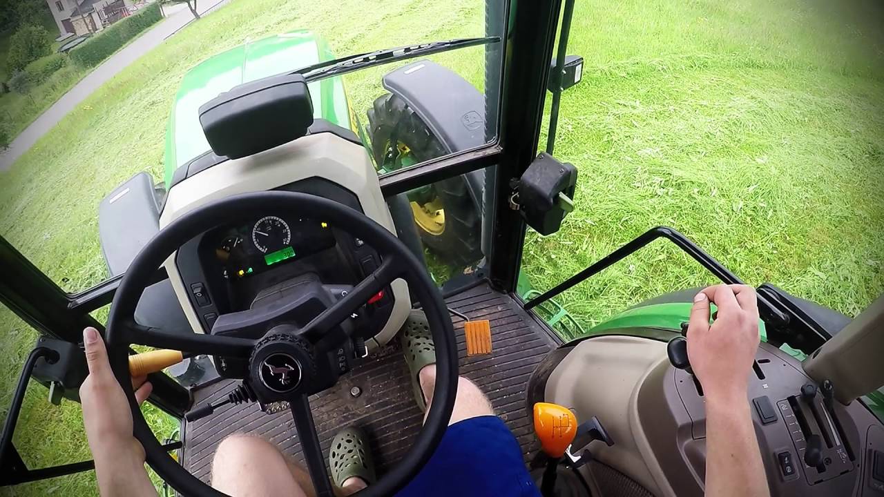 John Deere 5085M GoPro Cab view (Grass Cutting)