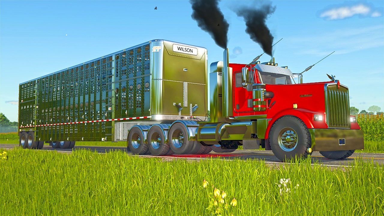 Bull Hauling through the Midwest in a Custom Kenworth W900! (FS25)