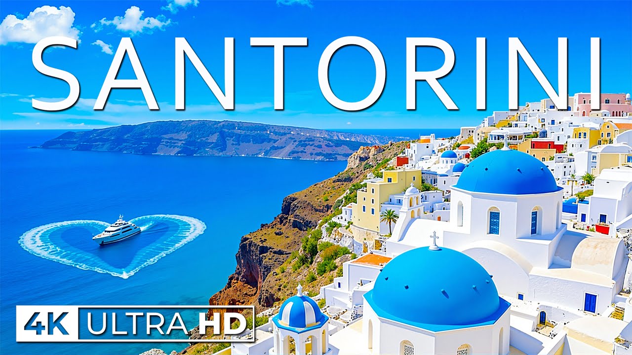 [4K] Санторини 2026 🇬🇷 | Знаменитые белые скалы, синее Эгейское море и атмосфера дип-хауса