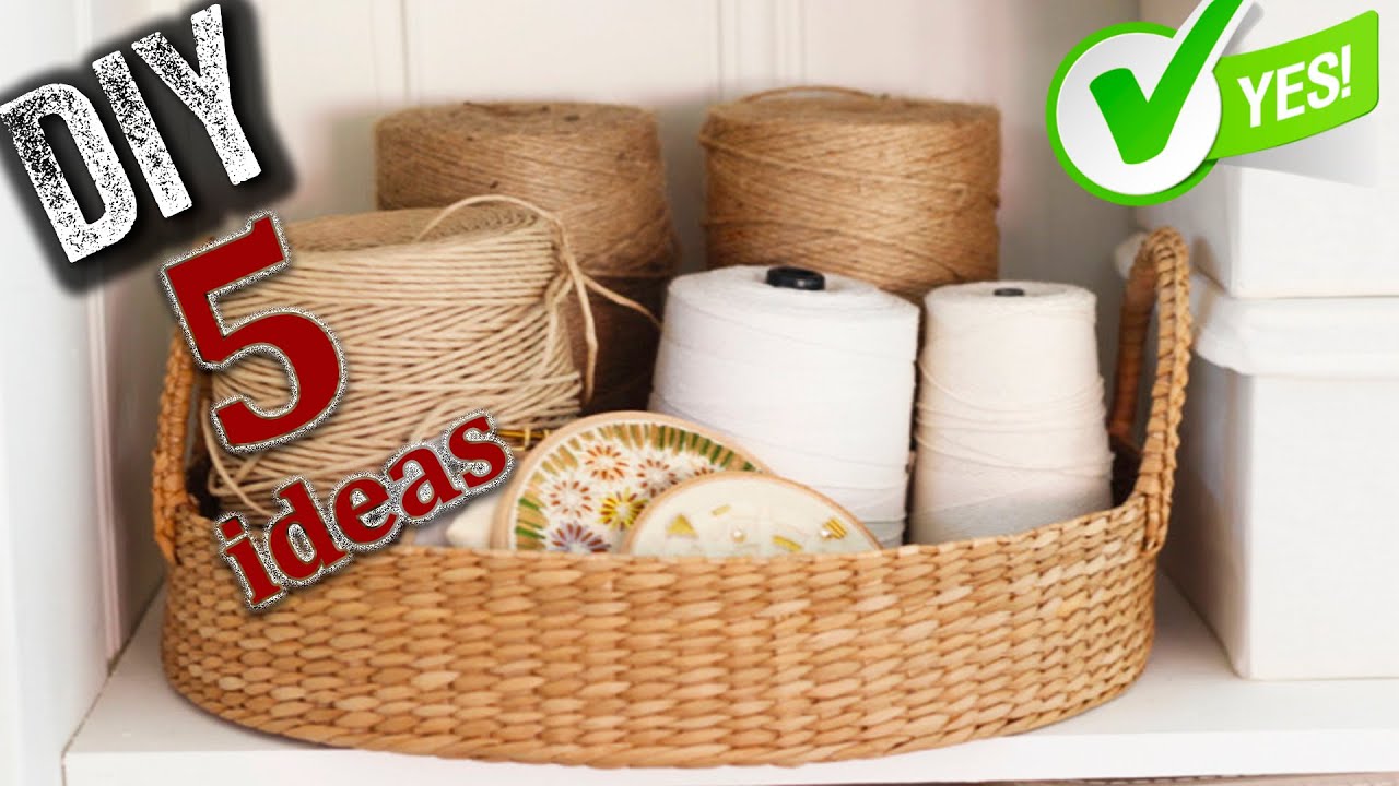 ♻️5 ИДЕЙ поделок ИЗ ДЖУТА (джутового каната, веревки, втулок) своими руками. Jute craft ideas easy.👍