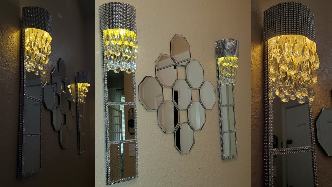 Dollar Tree DIY Glam Mirrored Wall Lamps| Quick and Easy Dollar Tree DIY Mirrored Home Decor