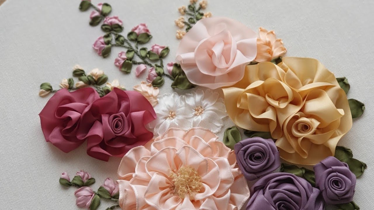 KUDELE NAKIŞI PANO | Kurdele güller ve çiçekler | Silk Ribbon Embroidery