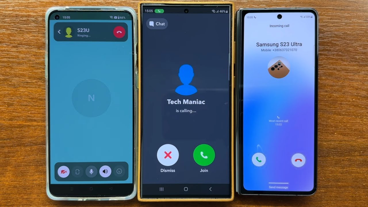 Samsung S23 Ultra Snapchat and Cellular Incoming Calls from OnePlus 8T & Z Fold 5 at the Same Time