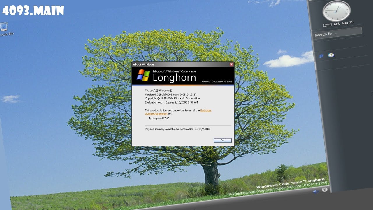 Longhorn 4093.main - Longhorn builds (M8) | Thewindowsfanapage