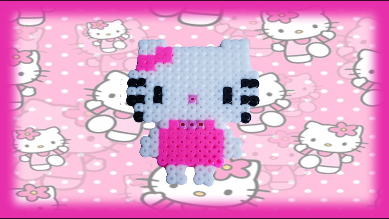 TUTORIAL Hama Beads Pyssla Perler Beads. How to Make Hello Kitty