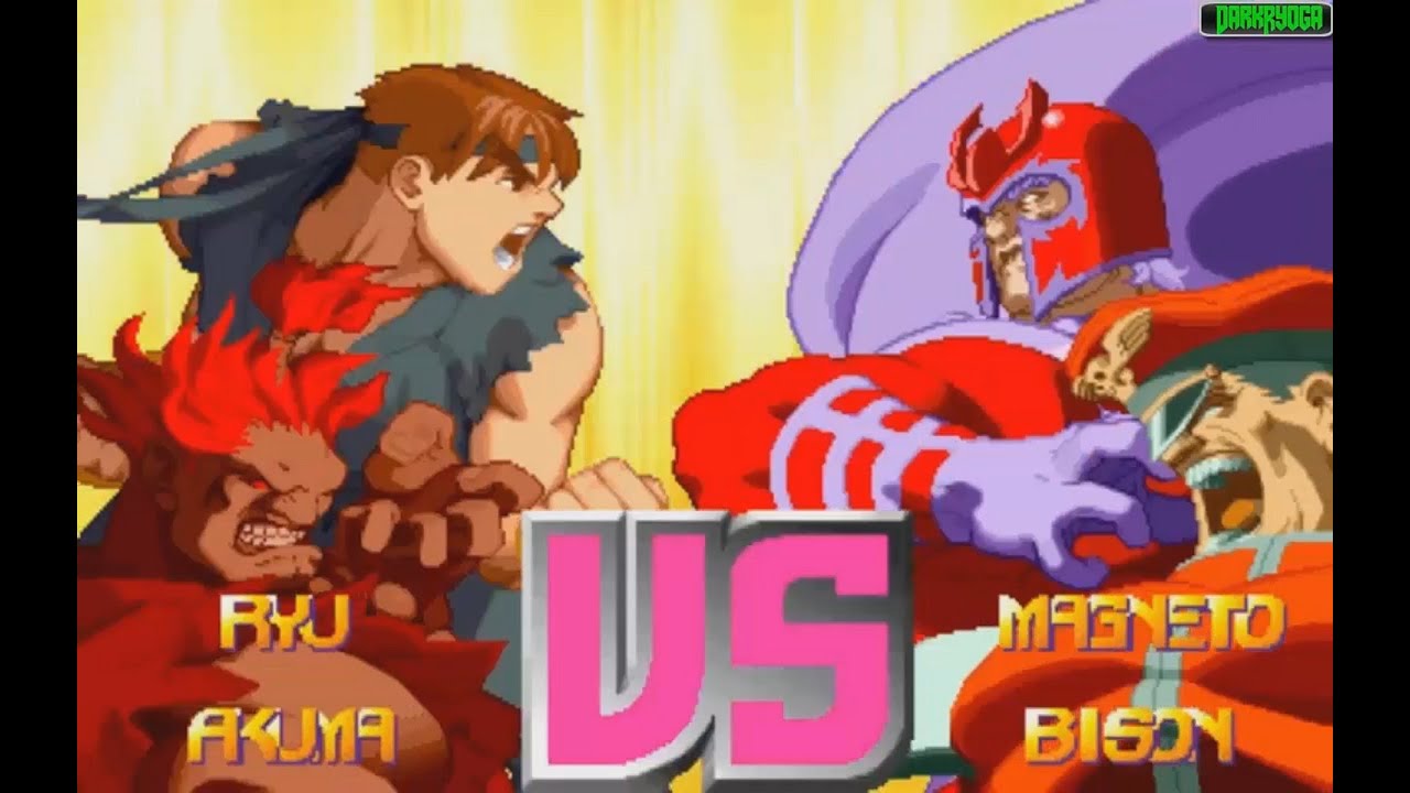 X-MEN VS STREET FIGHTER (ARCADE CPS2) 1CC - RYU and AKUMA TEAM PLAYTHROUGH (FULL GAMEPLAY)