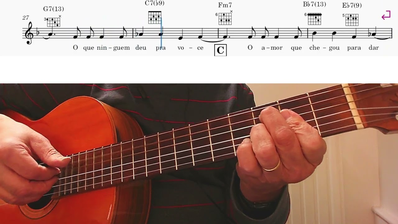 Só Tinha De Ser Com Você - Tom Jobim - Animated Detailed Chords (and Lyrics)