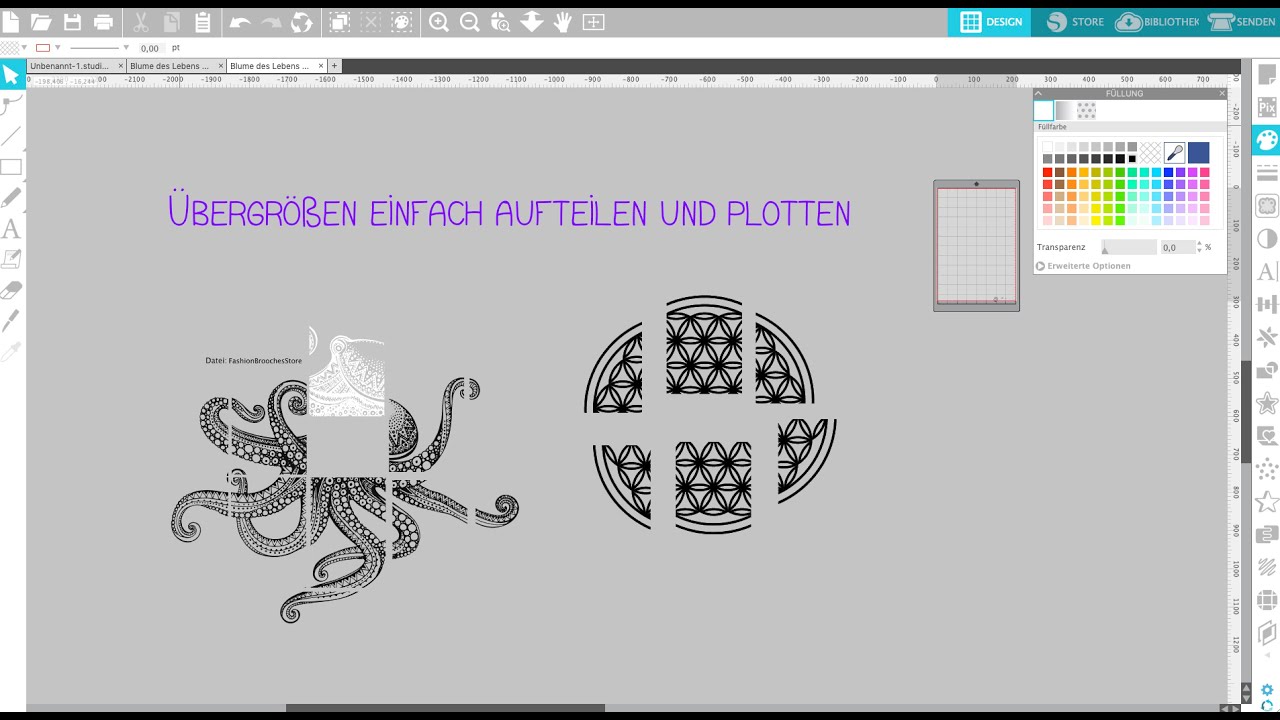 Übergrößen einfach aufteilen und plotten - Silhouette Studio