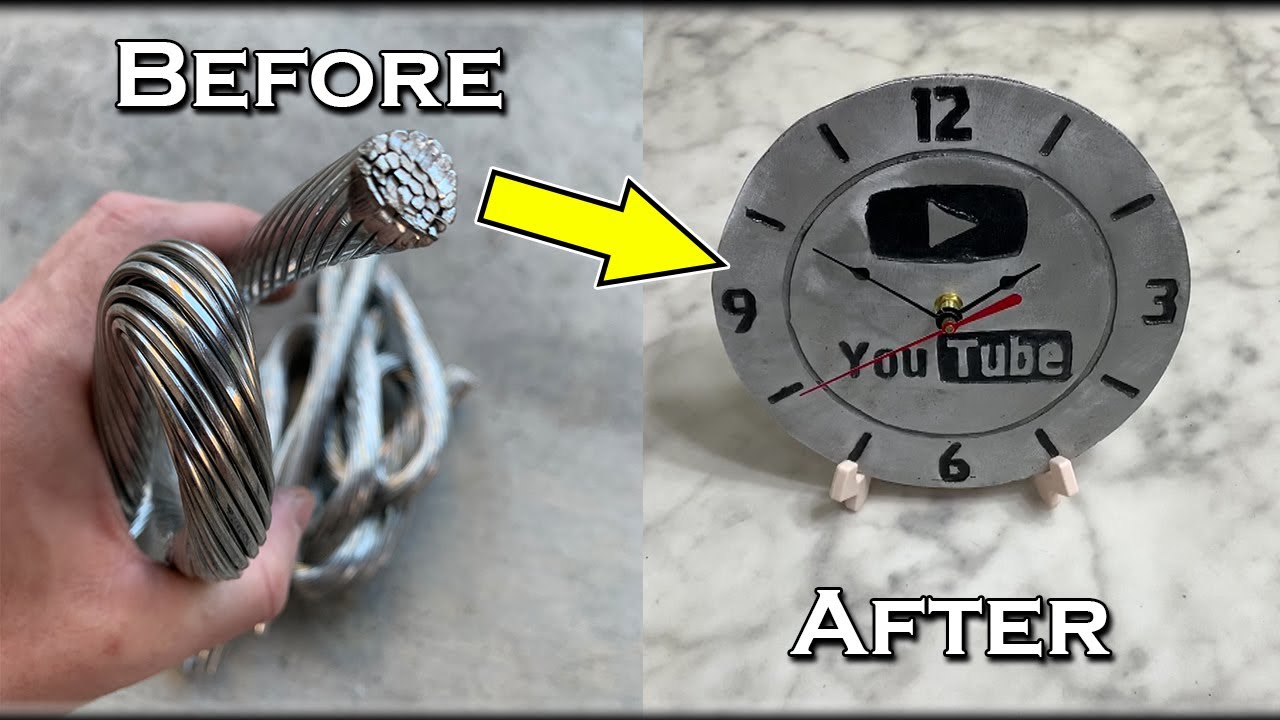 Casting A Working YouTube Clock From Monster Aluminum Cable - Full Sand Casting Process