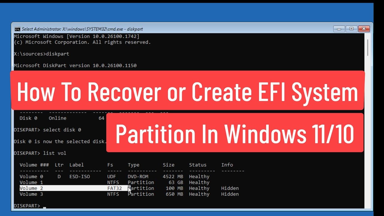 How To Recover or Create EFI System Partition In Windows 11/10