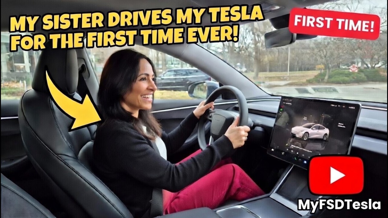 I let my sister drive my Tesla for the very first time. Her reaction!  #Tesla #FirstTimeDriving