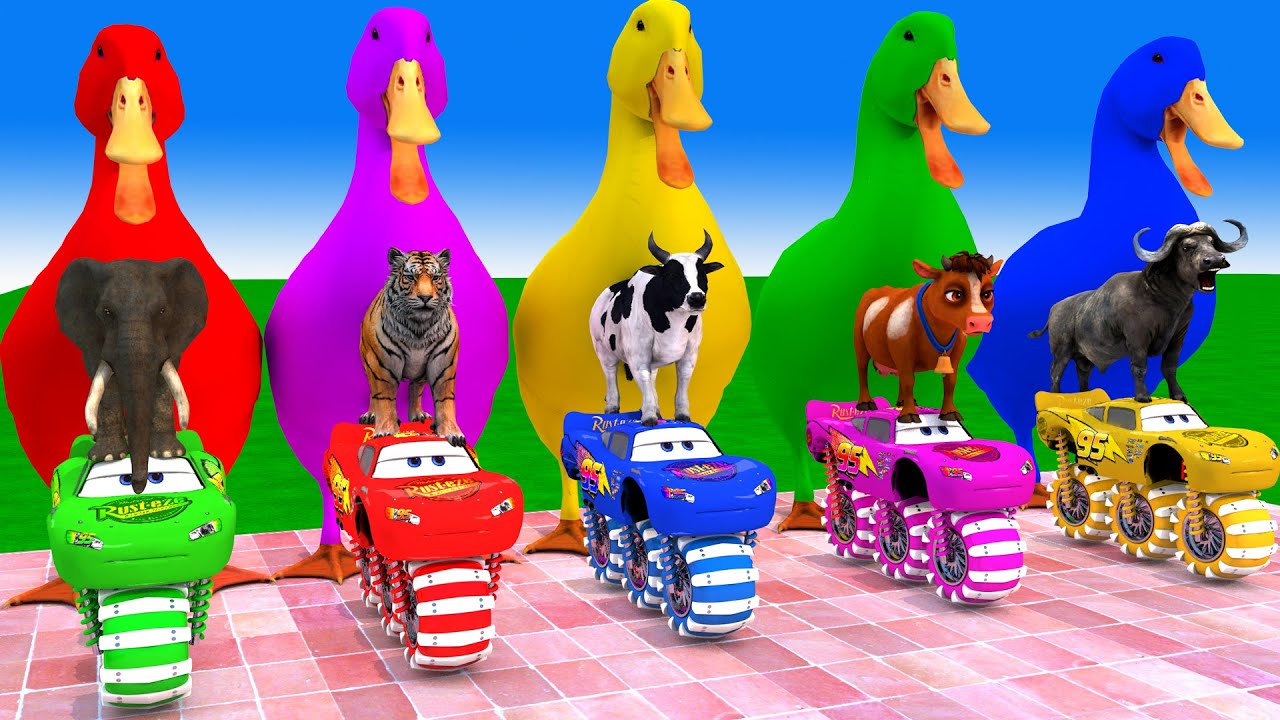 Long Slide Game With Cow Elephant Gorilla Hippopotamus Tiger 3d Animal Game Funny 3d Animals