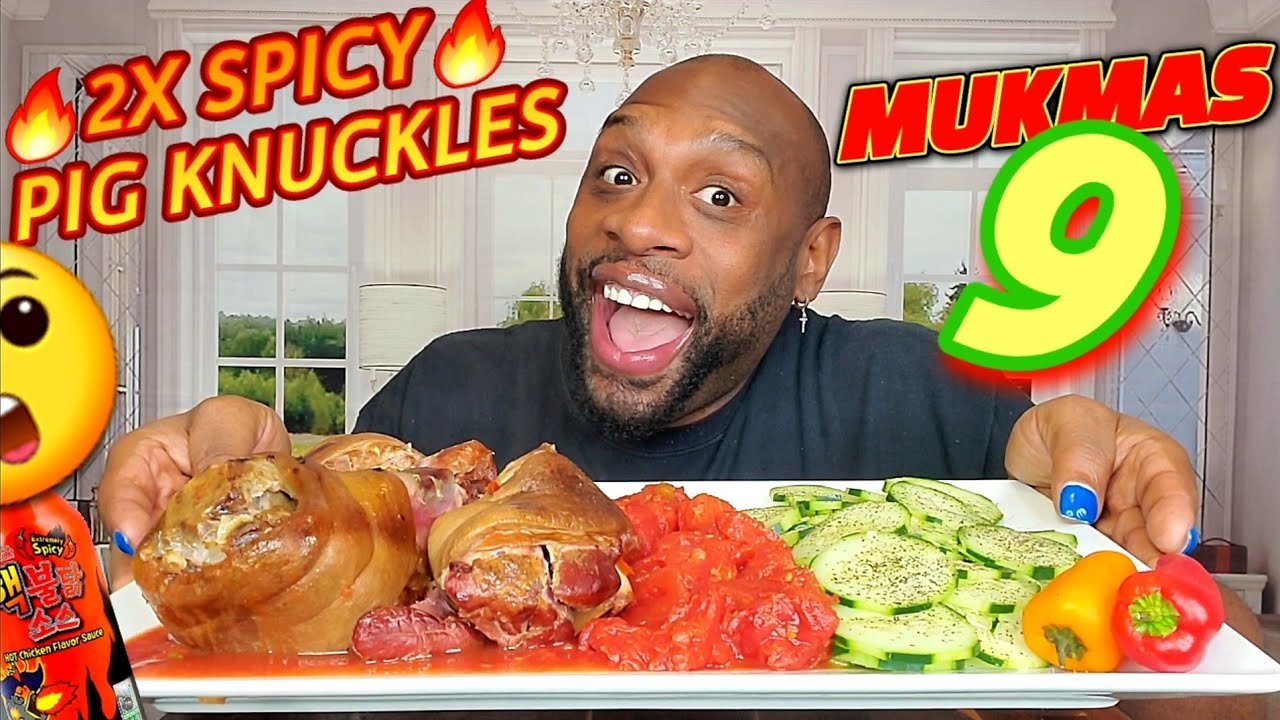🔥 2X SPICY🔥 PIG KNUCKLES SOULFOOD MUKBANG 먹방 ... MUKMAS DAY 9 ... HAM HOCKS ... EATING SHOW 먹방 ...