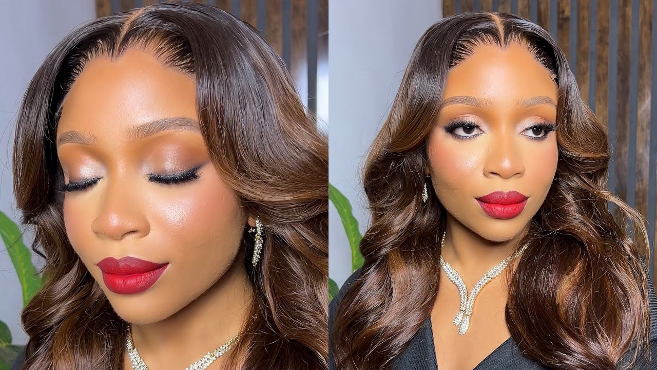 Matte skin + matte red lip makeup tutorial | glam makeup transformation 