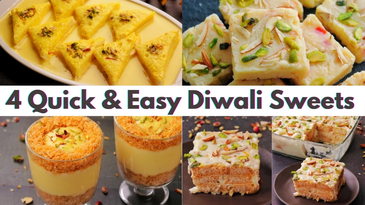 4 New & Easy Diwali Sweets Recipes in 30 Minutes | 4 New & Unique Diwali Sweets Recipes