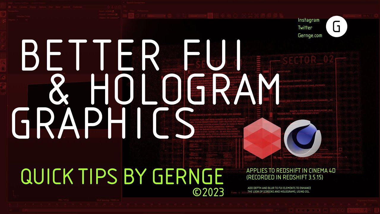 Gernge Quick Tips - Hologram & FUI Graphics | Cinema 4D Redshift