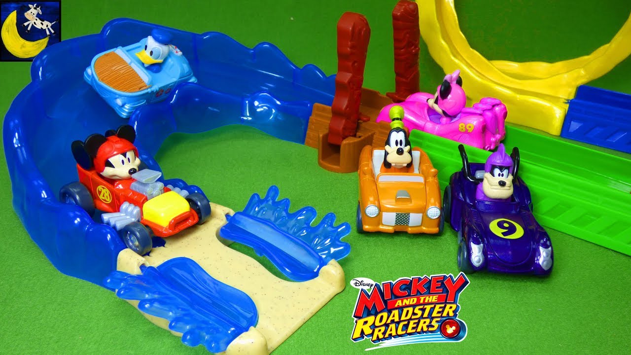 Mickey and the Roadster Racers Toys Wacky Wave Rider & Mustard Run Race Track Minnie Donald Car Toys