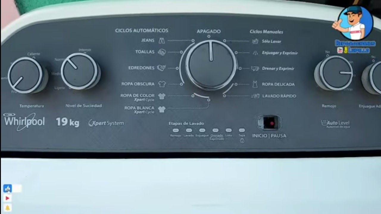 cómo resetear o calibrar lavadora Whirlpool  de 19 Kg