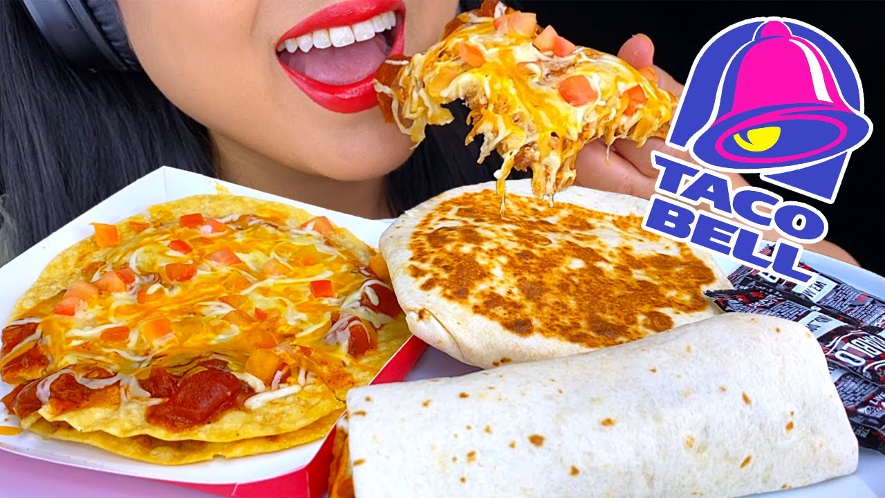 ASMR TACO BELL CHEESY MEXICAN PIZZA CRUNCHWRAP SUPREME BURRITO 먹방 MUKBANG Eating Sounds (NO TALKING)