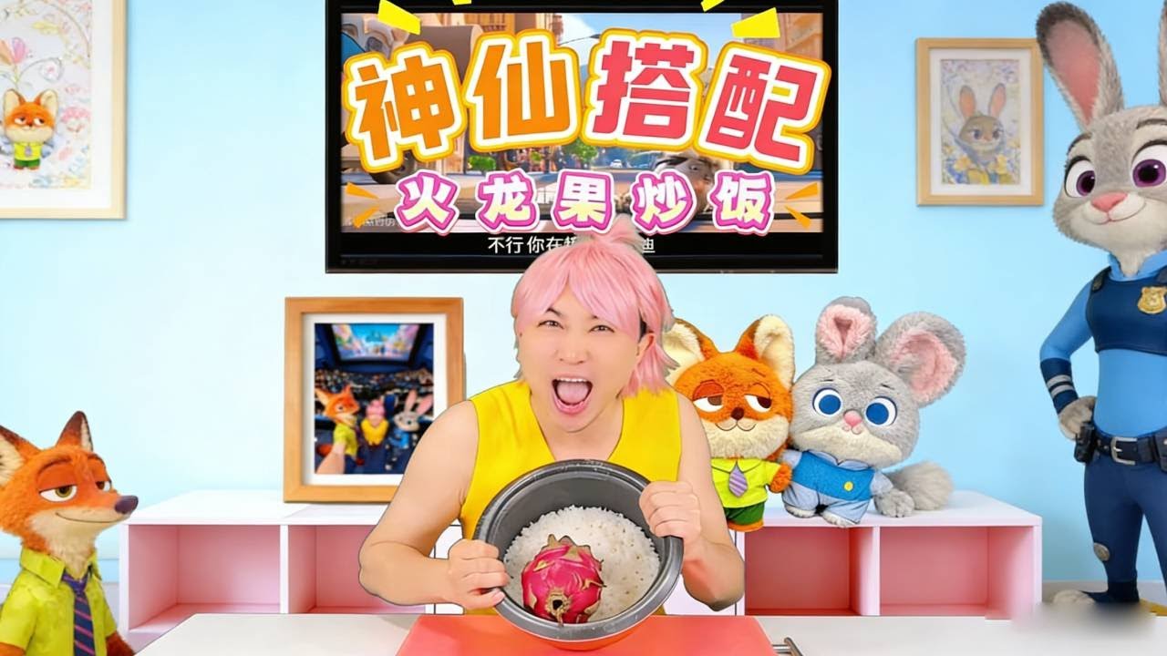 火龙果+米饭！无法想象的搭配，竟然有点好看？#黑暗料理 #神仙搭配 #王大闯#神仙搭配#邪修美食#火龙果炒饭
