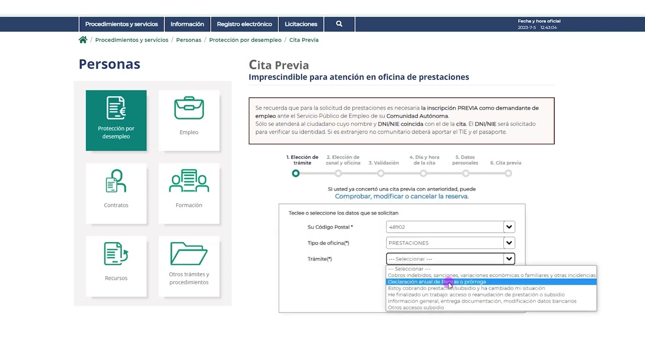 Pedir cita previa en el SEPE