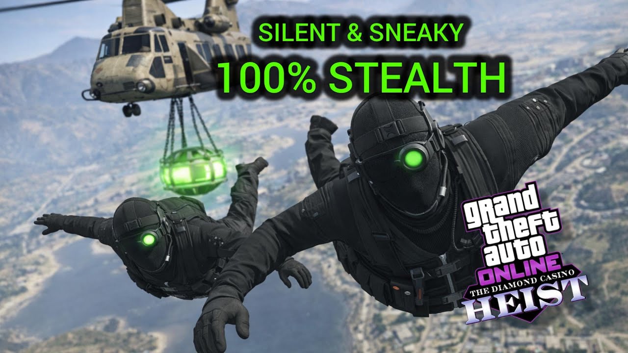 Diamond Casino Heist: Silent & Sneaky 100% Stealth + Parachute Roof Entry + EMP (GTA Online)