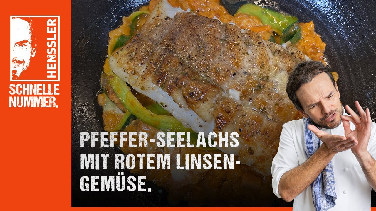 Schnelles Pfeffer-Seelachs mit rotem Linsengem&uuml;se Rezept von Steffen Henssler