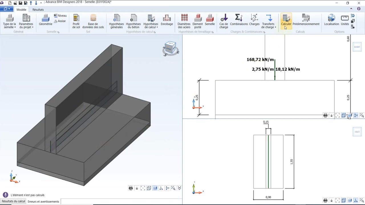 Cours 29 : Ferraillage  des semelles filantes Partie 1 sur  le logiciel ARCHE