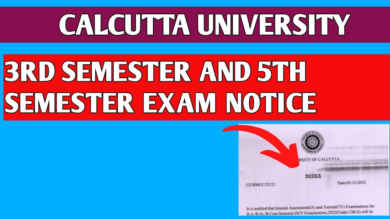 Calcutta university exam notice | Calcutta university 3rd semester exam notice