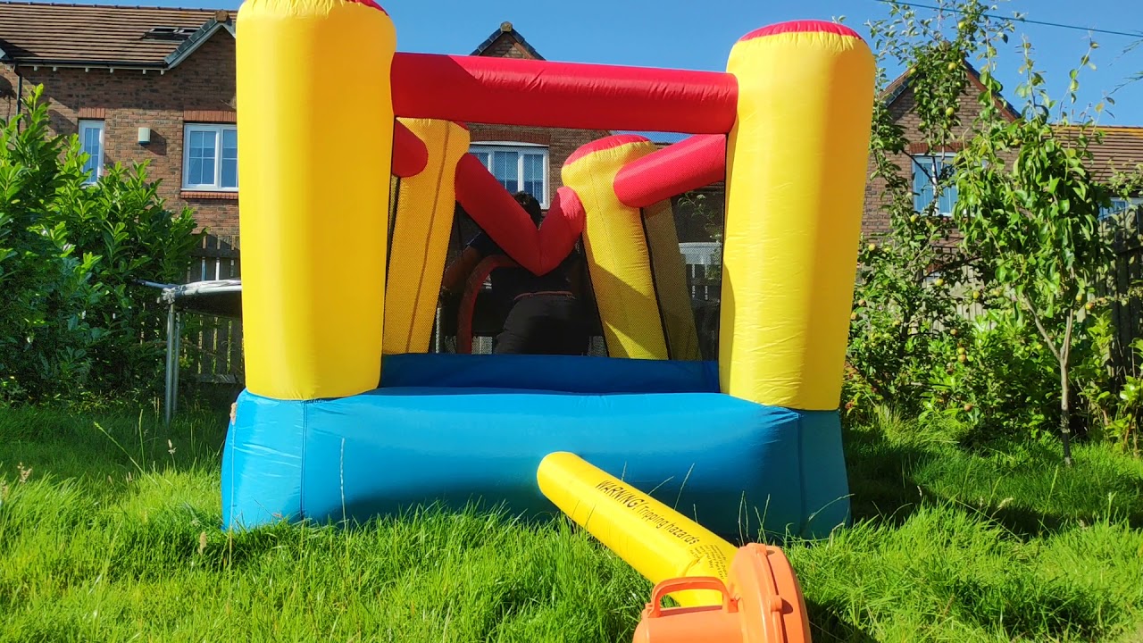 Bouncy castle jumping from trampoline part 1