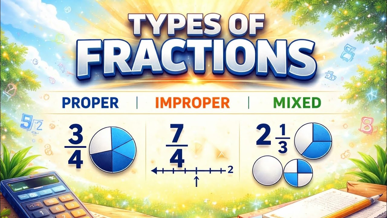 Types of Fractions | Proper, Improper, Mixed Fractions Easy Explanation