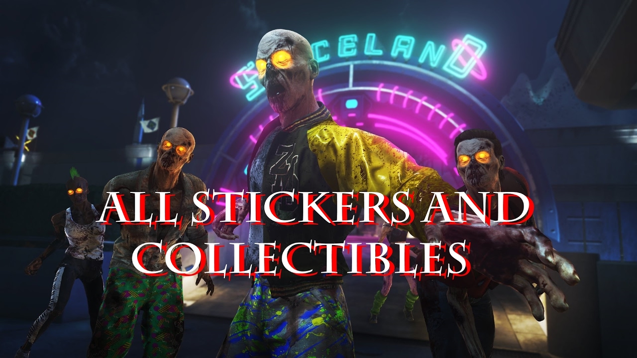 Zombies In Spaceland | ALL STICKERS/COLLECTIBLES (Commentary) (Call of Duty Infinite Warfare)