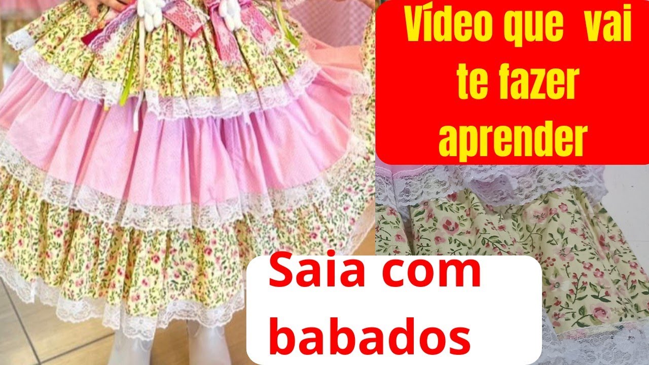 como fazer saia com três babados, como saber o tamanho das tiras para saia junina#saiajunina