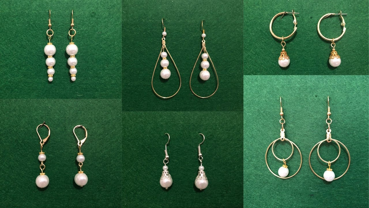 7 PARES DE ARETES SOLO PERLAS TUTORIAL / DIY 7 HANDMADE EARRINGS IDEAS  EASY  ONLY  PEARL