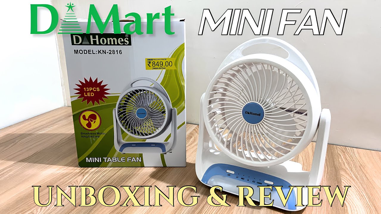 D-Mart Mini Rechargeable Table Fan - Unboxing & Review