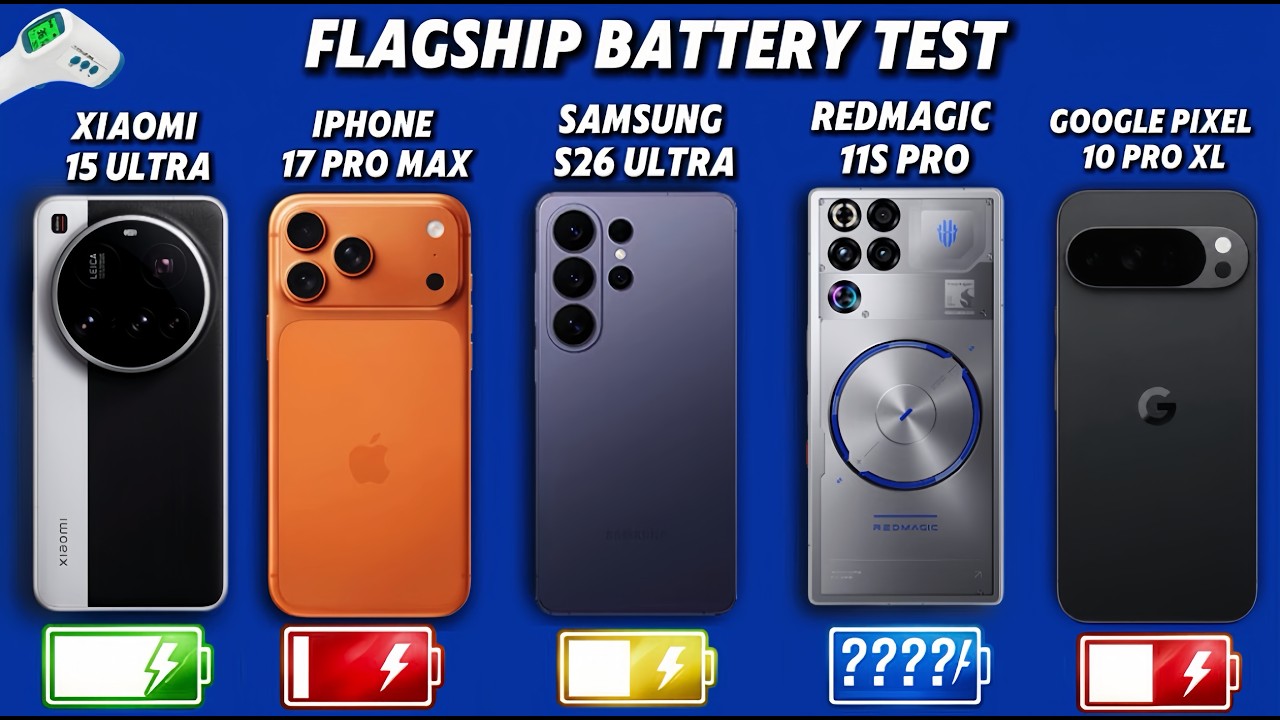 17 Pro Max vs S26 Ultra vs Pixel 10 Pro XL vs Xiaomi 15 Ultra vs RedMagic 11S Pro Battery Test 🔋