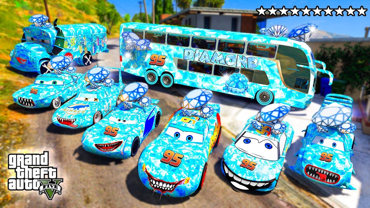 GTA V - Stealing DIAMOND MCQUEEN CARS with Franklin (Real Life Cars #249)