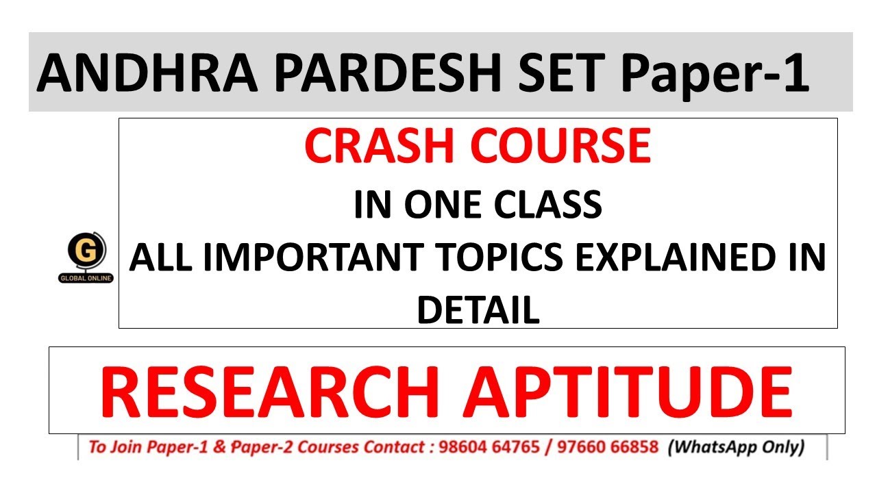 Complete Research Aptitude Crash Course in 90 Minutes Paper 1 for Andhra Pradesh SET 2024