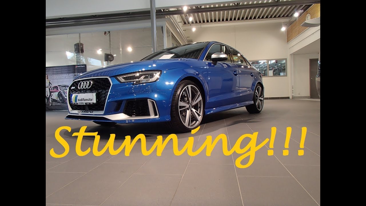 New 2018 Ara Blue Audi RS3 400PS  Limousine(in detail, start up, dynamic turning signal)