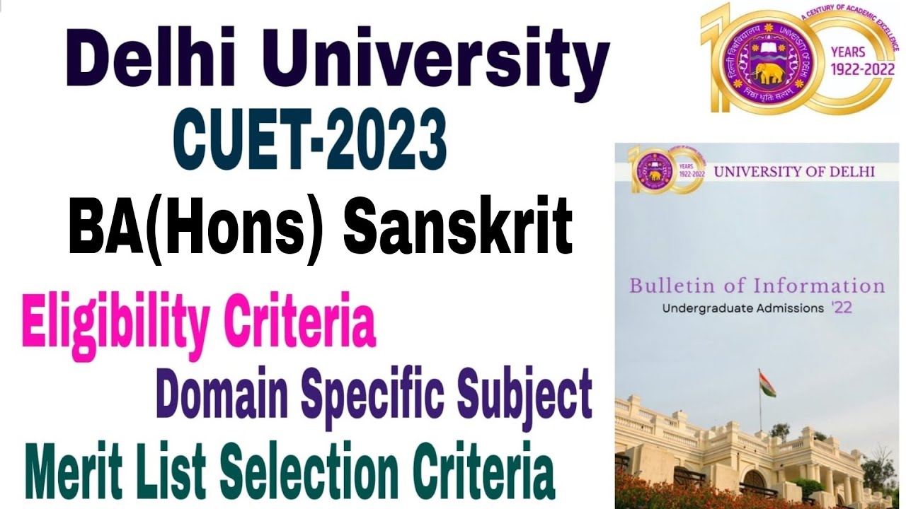 Delhi University CUET BA(Hons) Sanskrit Admission 2023, eligibility Criteria, syllabus,cut off