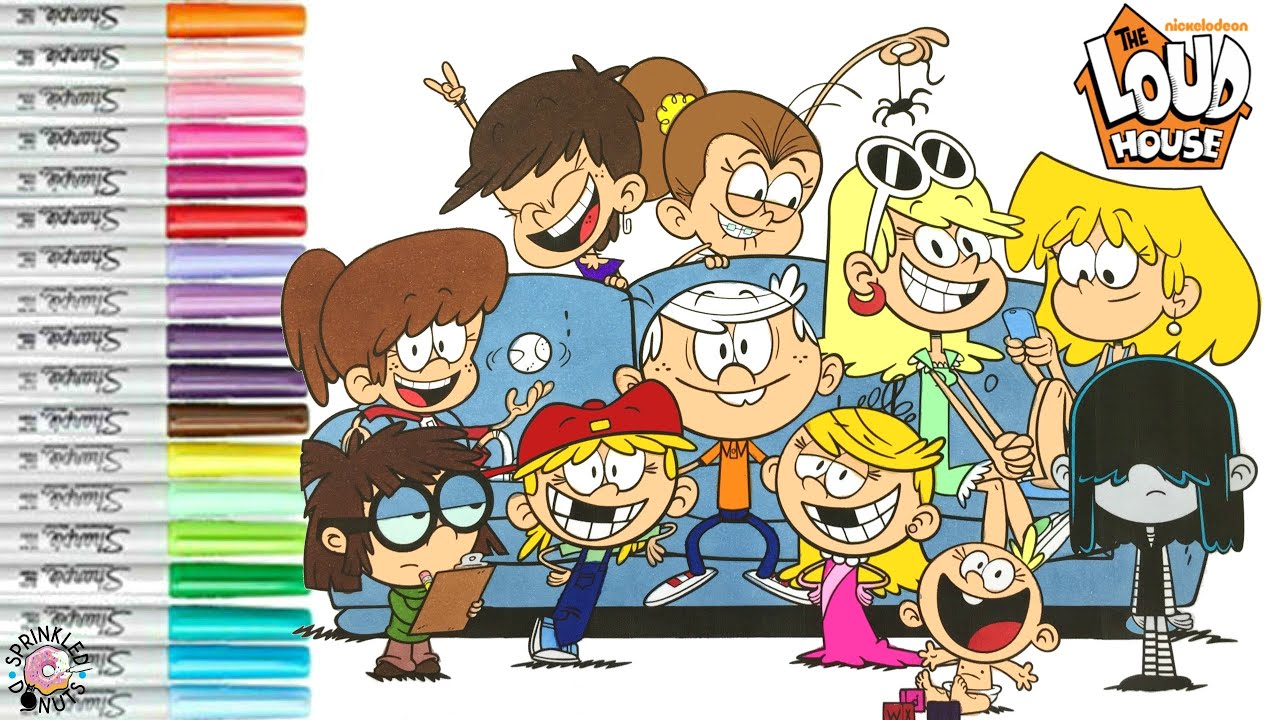 The Loud House Coloring Book Page Lincoln Loud & All 10 Sisters Lori Leni Luna Luan Lynn Lucy Lola