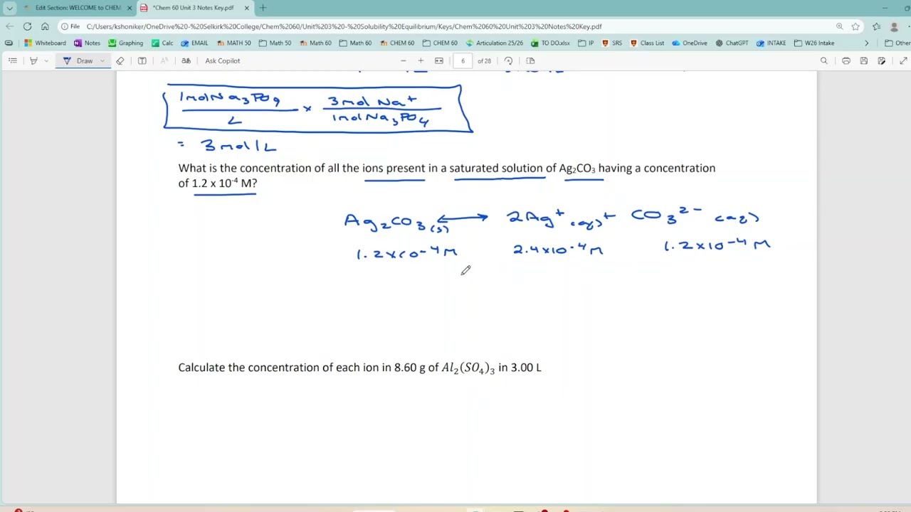 3.4 Ion Concentrations in Solution