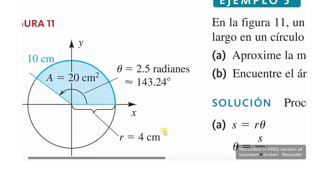 Área de un sector circular